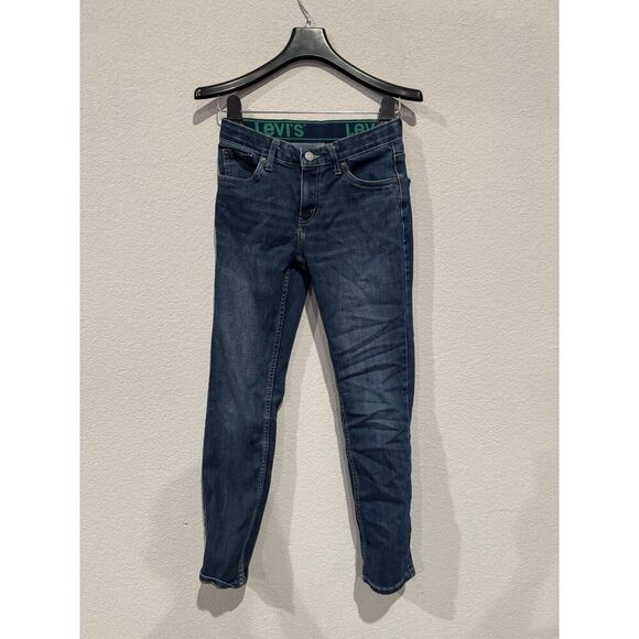 Levi's Boy's Size 12 Straight Leg‎ Skinny Denim Jeans Dark Blue Wash - Picture 1 of 5